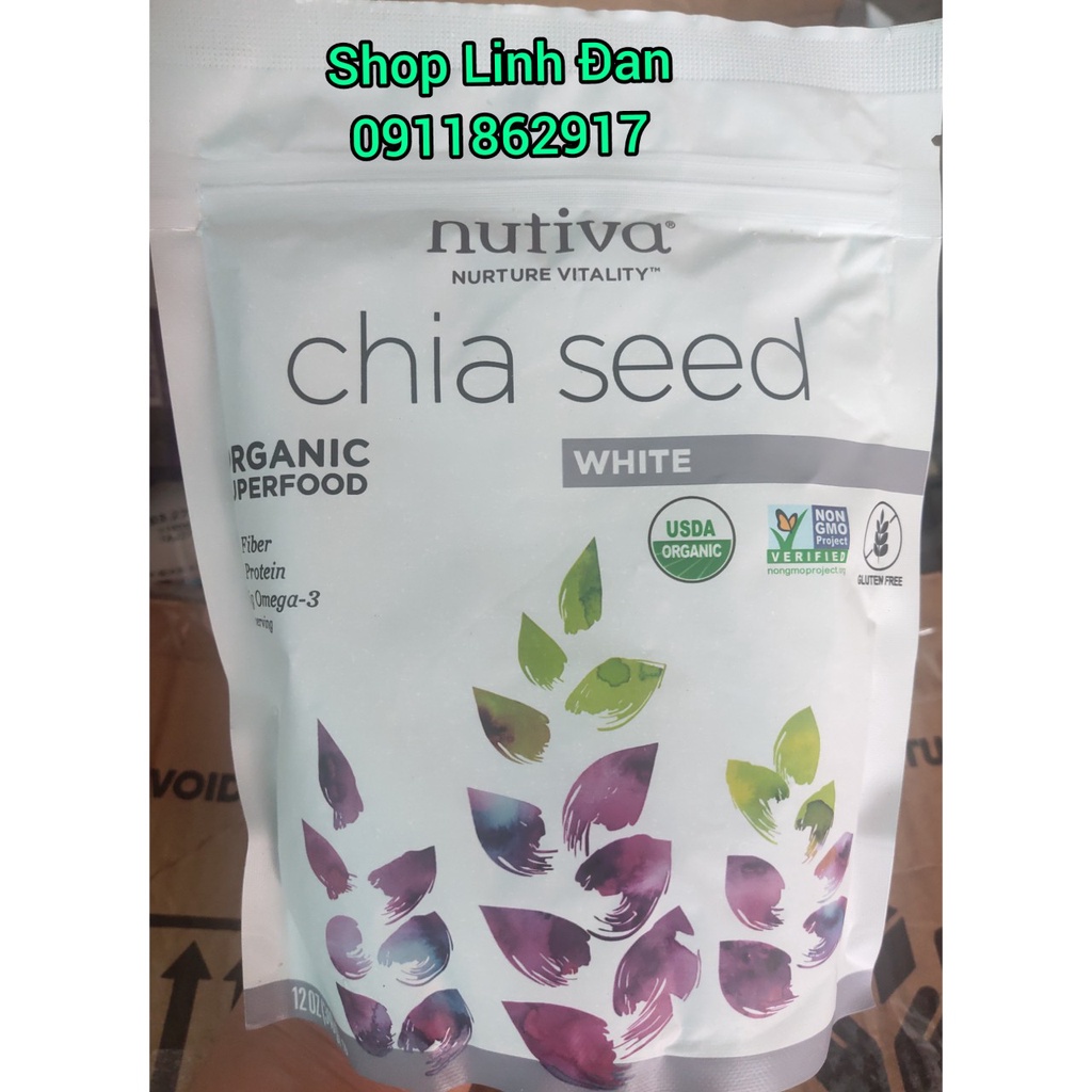 🌿hạt chia mỹ nutiva trắng 340gr chính hãng date 2024
