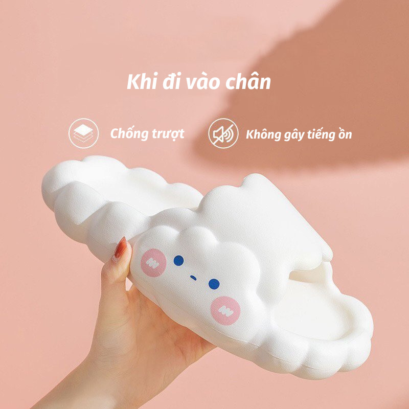 Dép bánh mì dép quai ngang độn đế họa tiết đám mây siêu cute bách hoá daiki