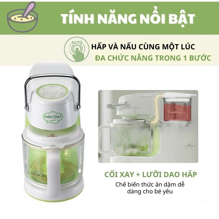 Máy xay nấu đa năng, tích hợp xay và hấp đồ ăn dặm cho trẻ cực tiện dụng và cao cấp Hanil HBF-300 Made in Korea, BH 1 năm