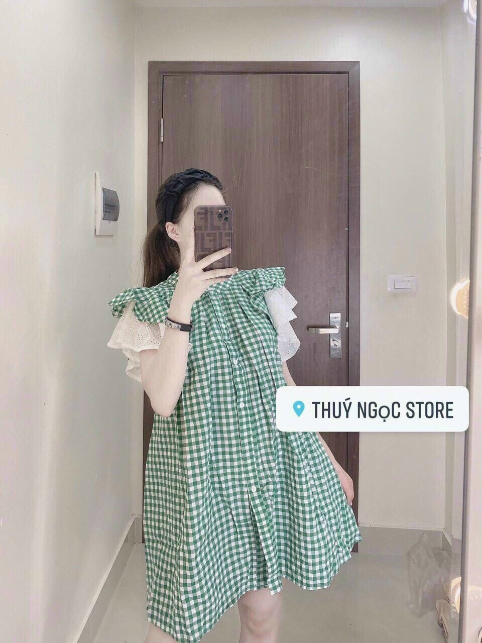 Đầm caro babydoll cổ bèo, đầm bầu, đầm tiểu thư, đầm bánh bèo, đầm suông caro dáng xòe mặc đi chơi dễ thương, váy xòe midi caro