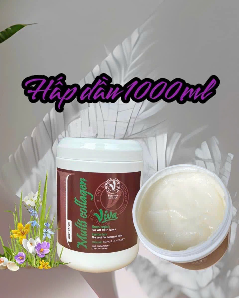 Hấp dầu ủ , xả tóc VIVA hũ 1000ml, dưỡng tóc chống khô sơ chẻ ngọn, phục hồi hư tổn tóc tai nhà
