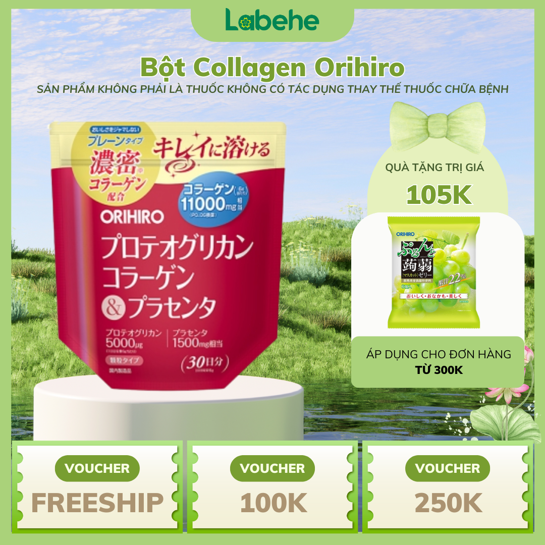  TPBSLĐ Bột Collagen Orihiro 180g Cung Cấp 11000Mg Collagen Proteoglycan - ORIHIRO NHẬT BẢN CHÍNH HÃNG 