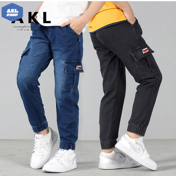 Quần jean bé trai size đại 25-45kg hãng AKL, quần bò cao cấp cho bé 5 đến 14 tuổi phong cách Hàn Quốc hàng Quảng Châu