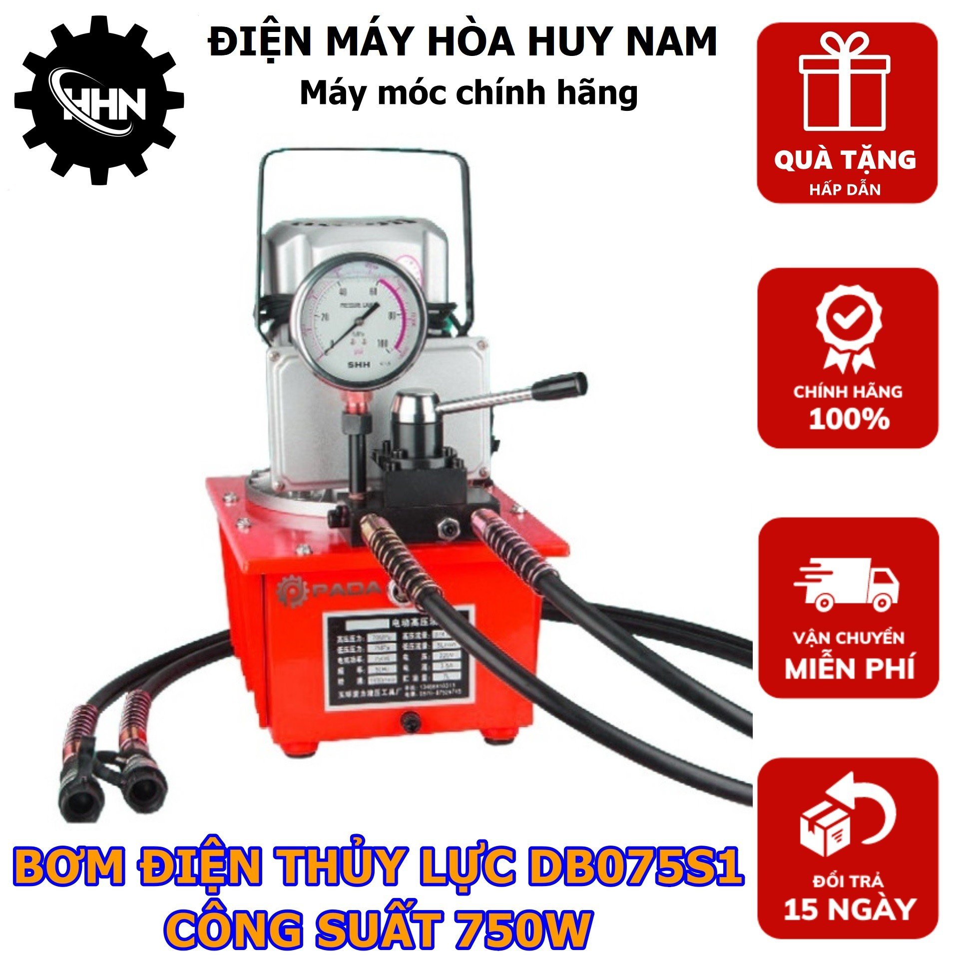 Bơm Điện Thủy Lực DB075S1- Công Suất 750W - 1 Vòi Van Cơ - Bình Dầu 7L- Hàng Chính Hãng - Bảo Hành Toàn Quốc Giá 6,400,000 Đồng*Miễn phí vận chuyển