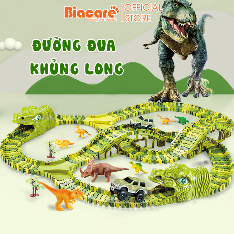 Đường đua ô tô khủng long công viên khủng long cỡ lớn cho bé thoả sức sáng tạo