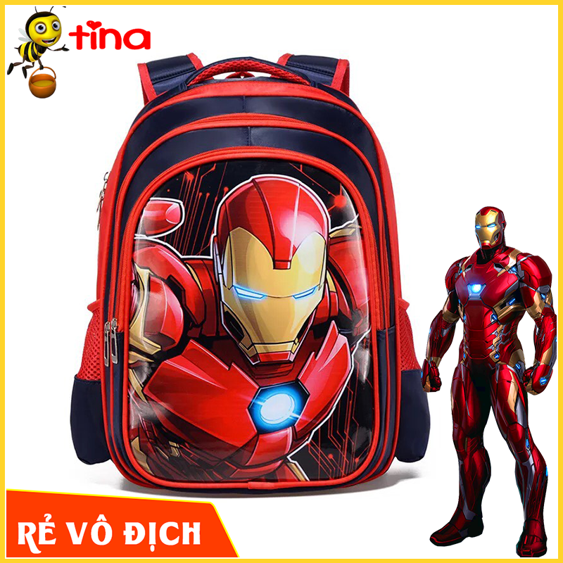 Balo đi học cho bé trai in 3D nhân vật hoạt hình Siêu Nhân Batman người nhện tiểu học lớp 12345 TE16