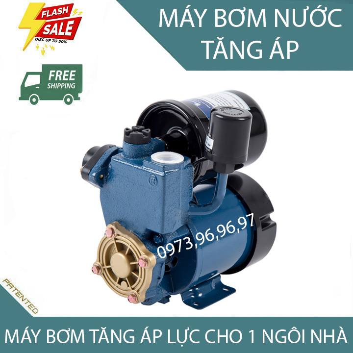 Máy bơm tăng áp lực nguồn nước gia đình tự động đóng ngắt máy công suất 200W Tăng áp lực nước thiết bị vệ sinh, nước rửa bát, máy giặt, nóng lạnh