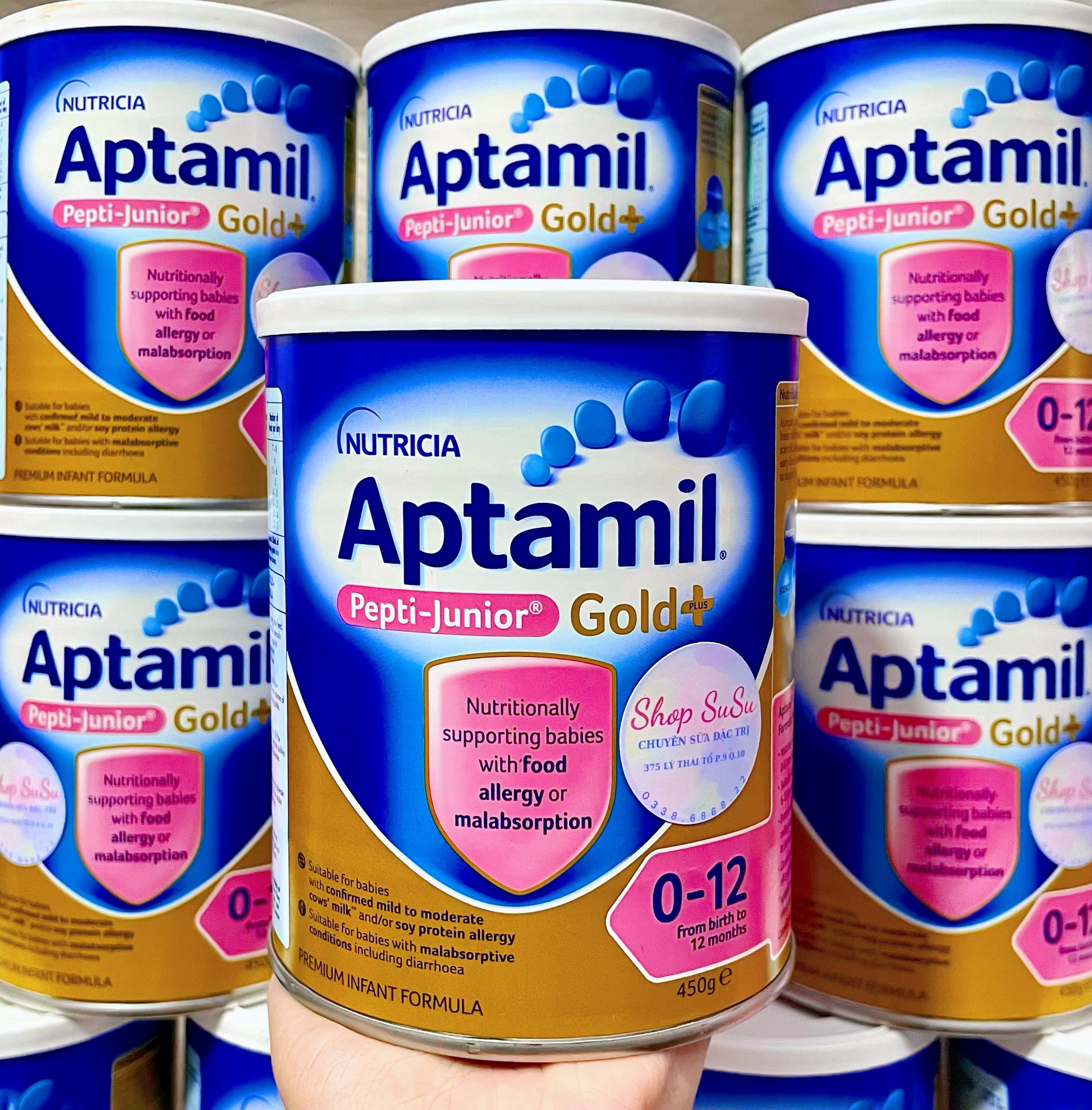 Sữa aptamil pepti junior gold+ cho bé dị ứng đạm bò 450g