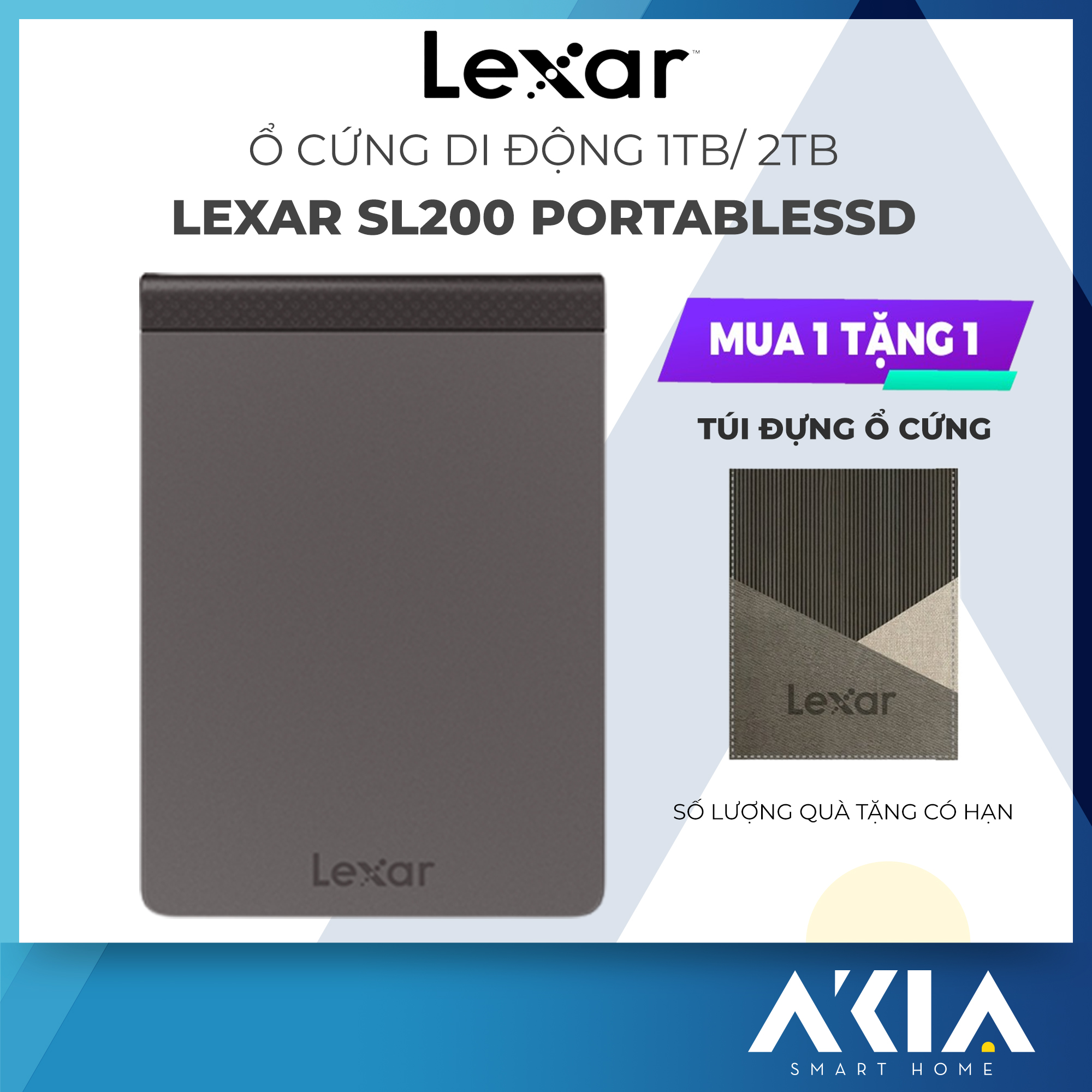 Ổ cứng di động lexar sl200 portable ssd 512gb/ 1tb/ 2tb, tốc độ đọc 550mb/s, tốc độ ghi 400mb/s, chính hãng, bh 3 năm