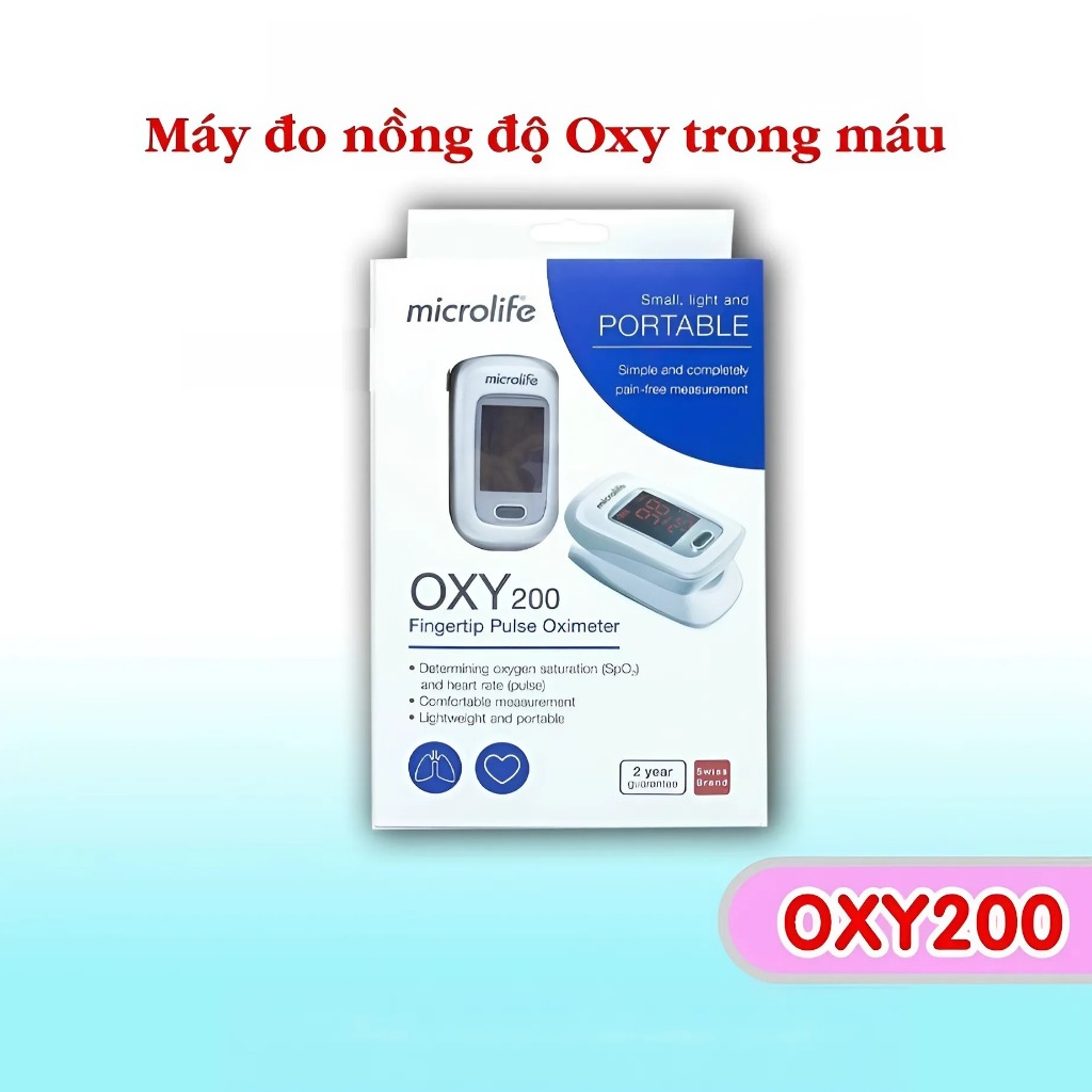 Máy đo oxy, máy đo SPO2, máy đo nồng độ oxy trong máu và nhịp tim Microlife OXY200