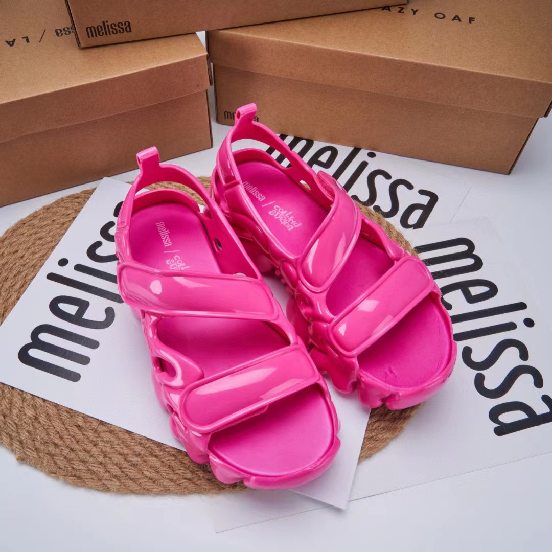 Giày Sandal Cao Gót Đế Bệt Kiểu La Mã Hở Ngón Khoét Lỗ Melisa Cá Tính - 5