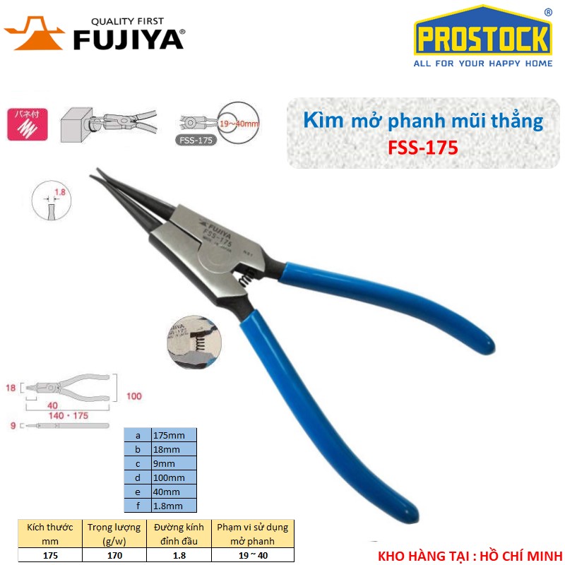 Kìm mở phanh mũi cong fujiya fss-175