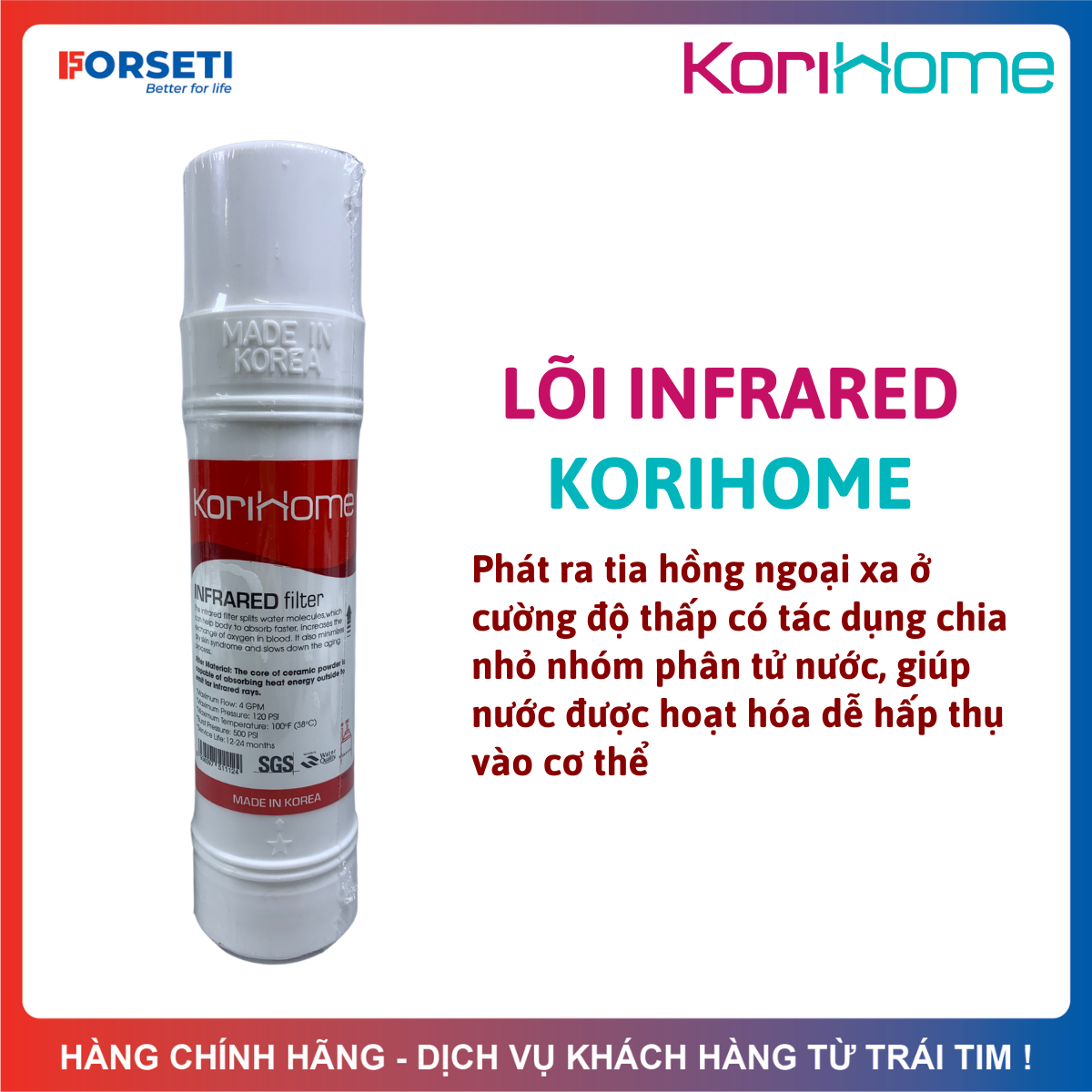 Lõi lọc nước korihome far infrared dùng cho các máy wpk-903, wpk-915