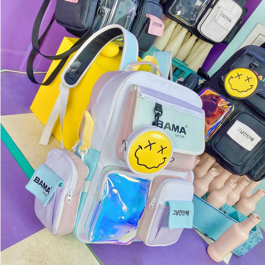 Balo Bama 444 Backpack full phụ kiện kèm túi mini nam nữ hot trend 2021 - Gin Store
