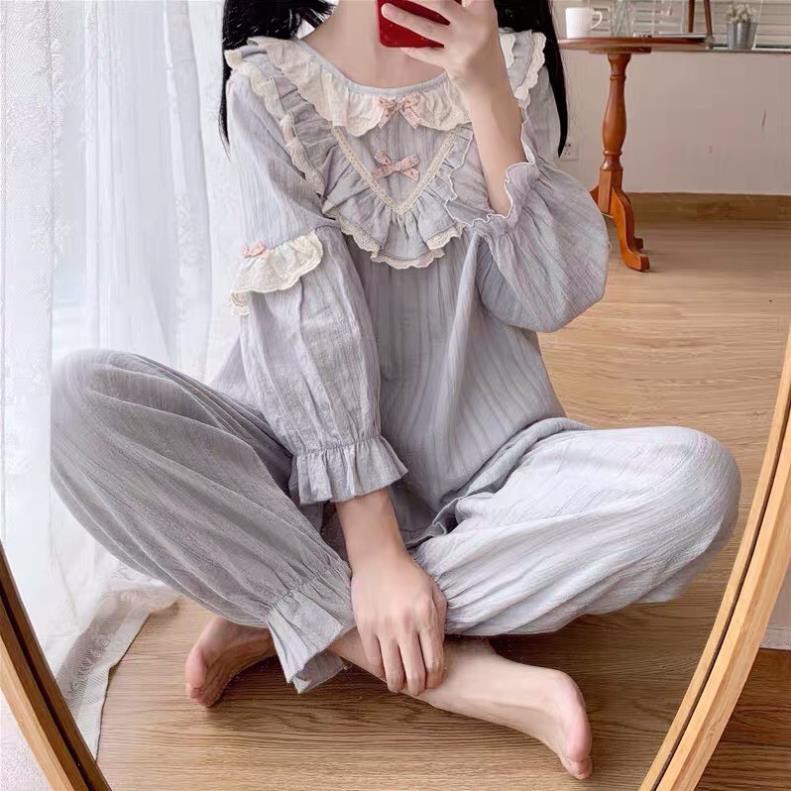Bộ ngủ công chúa nơ bèo cute qccc
