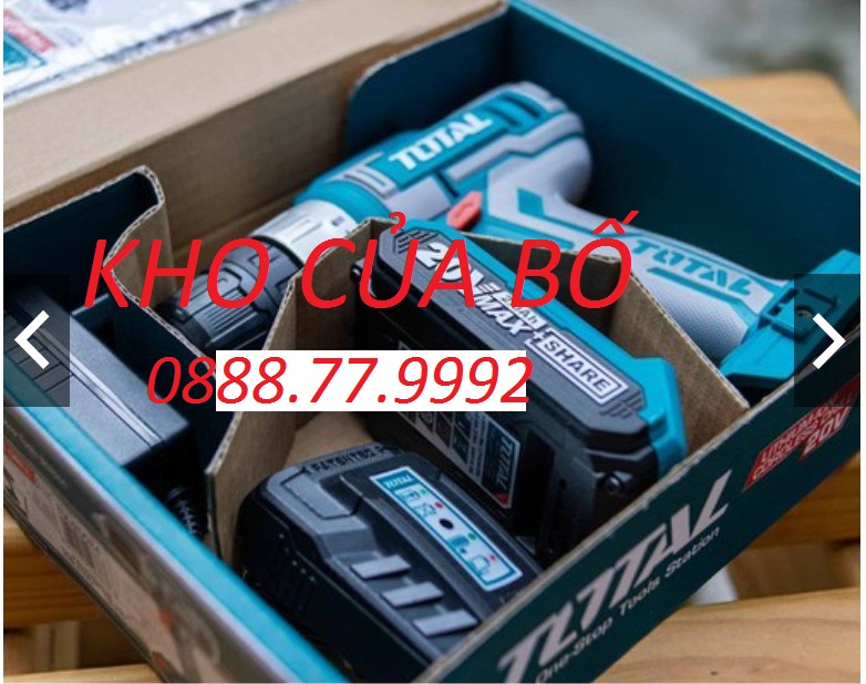 Máy khoan pin cầm tay 20v total tdli20024 hai tốc độ 400-1350v/p, có đèn làm việc, kèm 1 pin sạc 2ah, đèn led pin