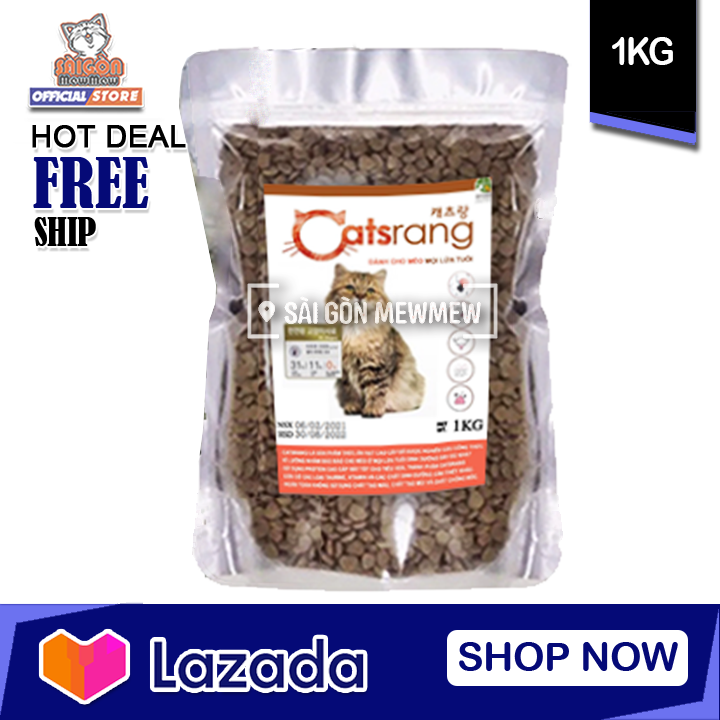 Thức ăn hạt cho mèo catsrang túi zip 1kg