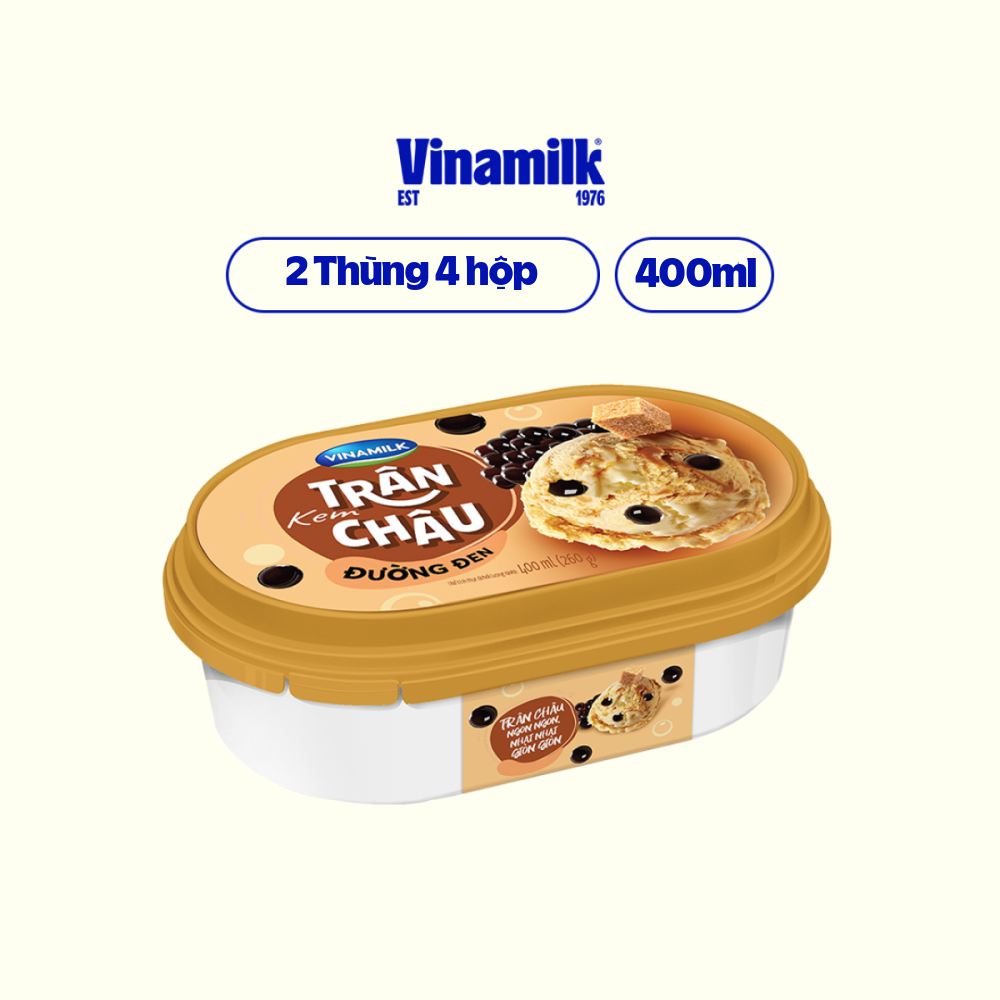 2 Hộp Kem Trân Châu Đường Đen Vinamilk hộp 400ml