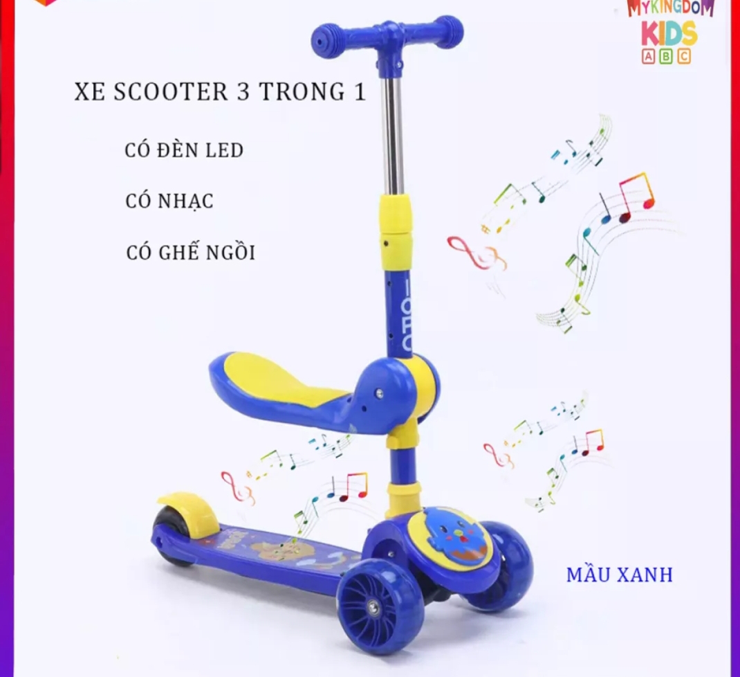 XE TRƯỢT CHO BÉ + CHÒI CHÂN COMBO 2IN1 - LOẠI CAO CẤP SIÊU TRẮC CHẮN - e  scooter - xe trượt  scooter - đồ chơi  trẻ em