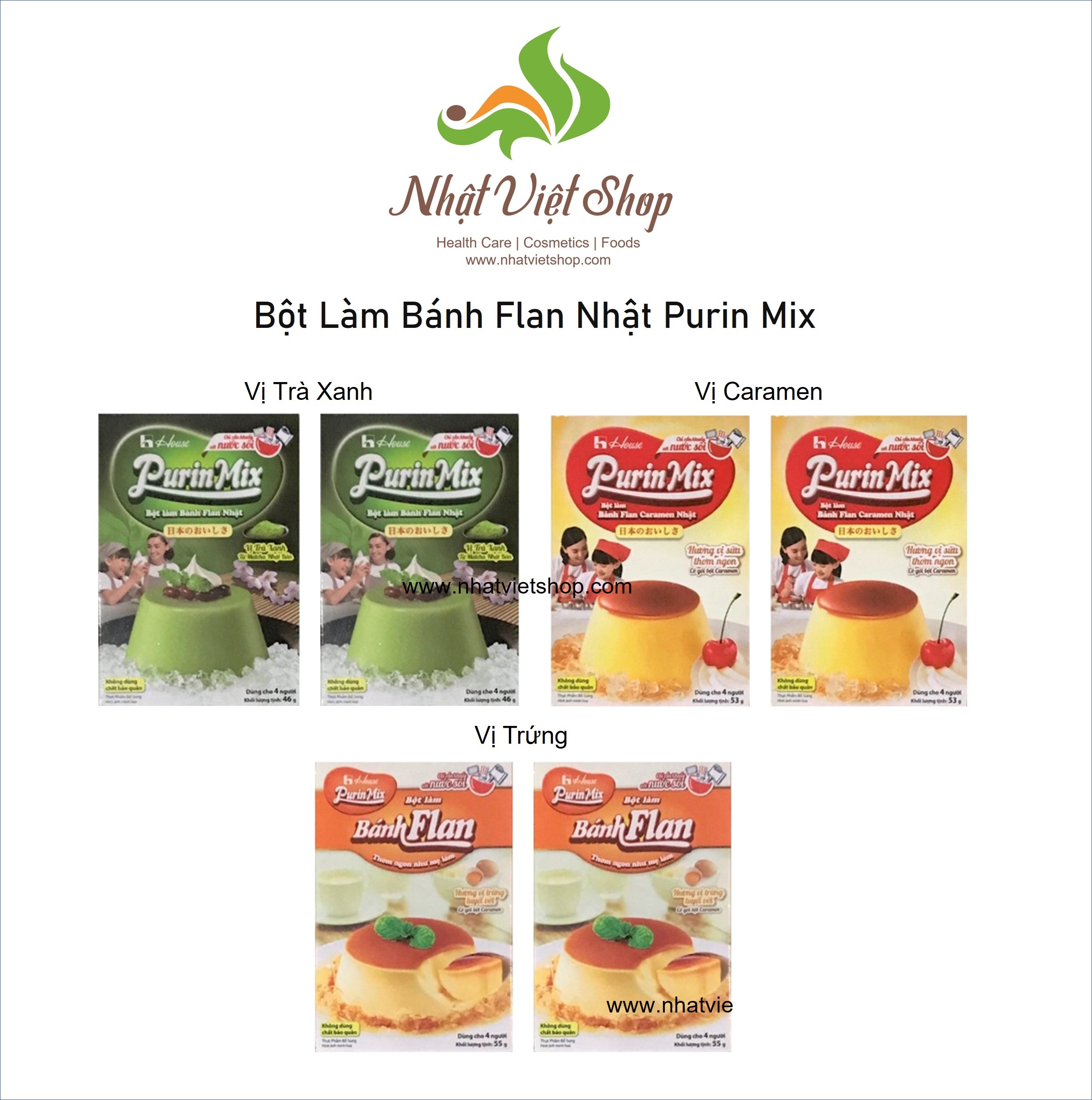 Combo 06 hộp Bột làm bánh Flan Purin Mix
