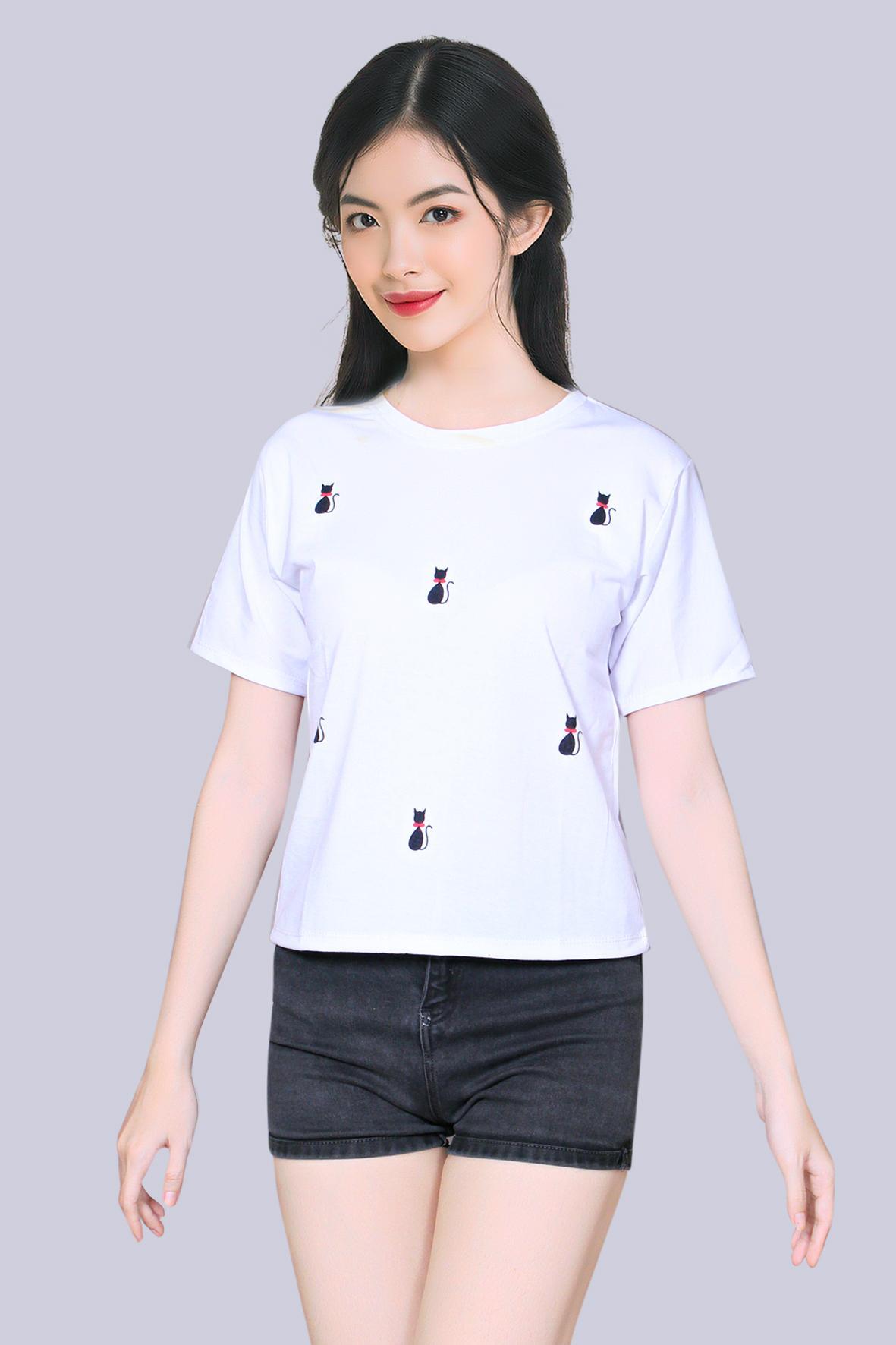Áo thun nữ cổ tròn thời trang hàn quốc- sgr ath02