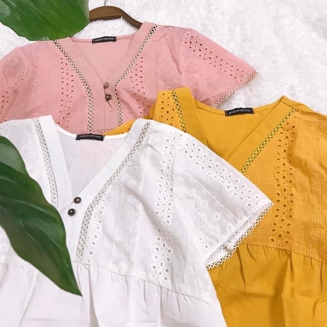 Áo Bầu Thuê Hoa Cổ Tim Trẻ Trung CT - Chất Thô Mềm