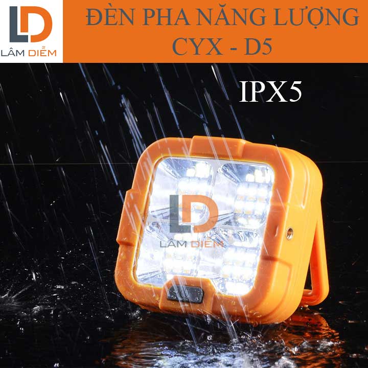 Đèn led pha tích điện sạc usb năng lượng mặt trời 4 chế độ sáng D5