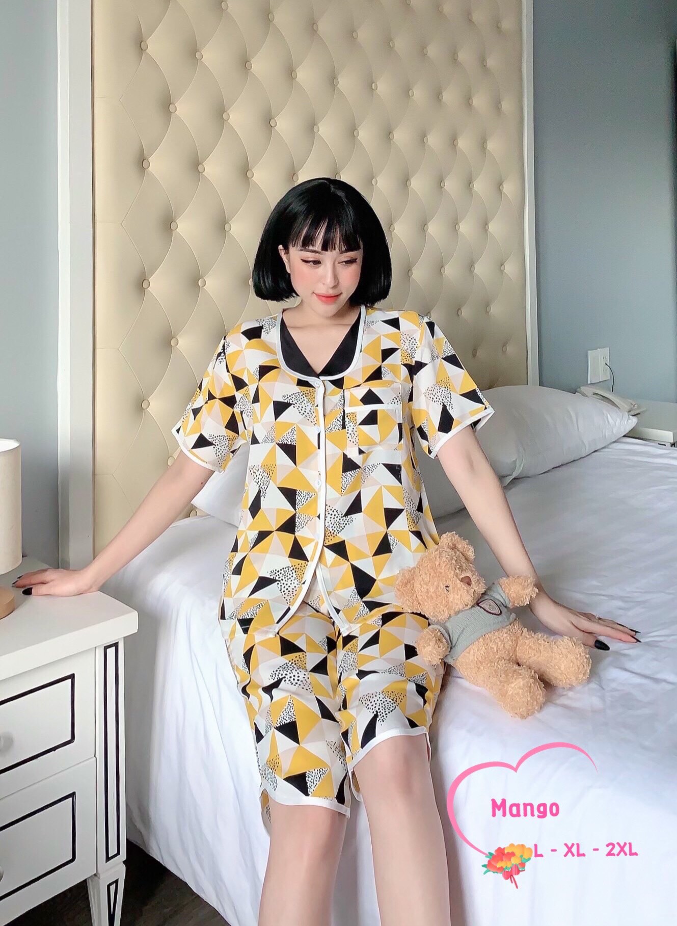 [HAĐA] Giảm 28% Bộ đồ Pizama lửng lụa mango - Đồ ngủ lỡ hoạ tiết trẻ trung tươi mát Bigsize 40-75kg cao cấp Mango mát mịn sang chảnh cực thích