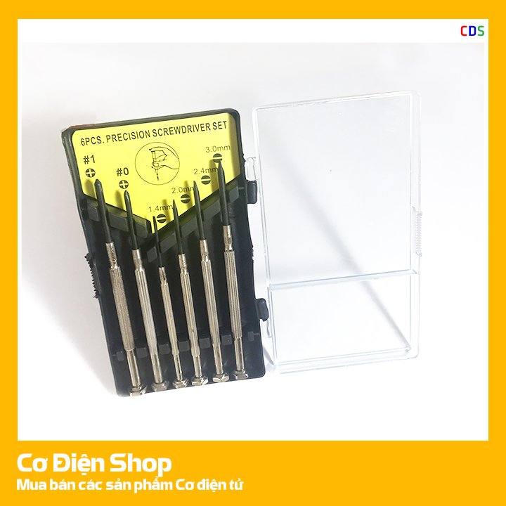 Bộ tua vít nhỏ dùng để vặn ốc đồng hồ, điện thoại, laptop [HỘP GỒM 6 TUA VÍT MINI CÓ ĐẦU QUAY TIỆN LỢI] - Cơ Điện Shop