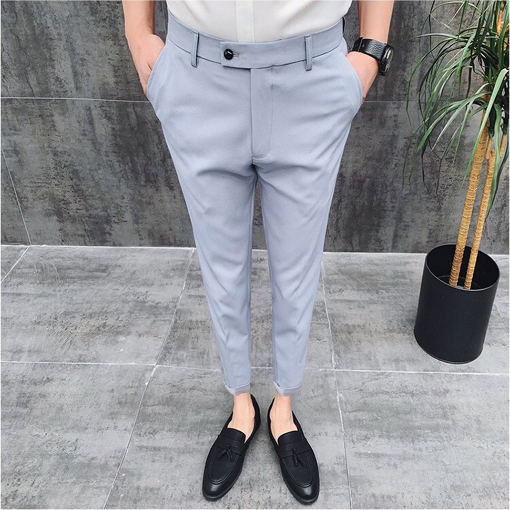 Quần tây Âu Nam Lật Gấu co dãn màu ghi nhạt, ghi đậm, đen, xanh đen