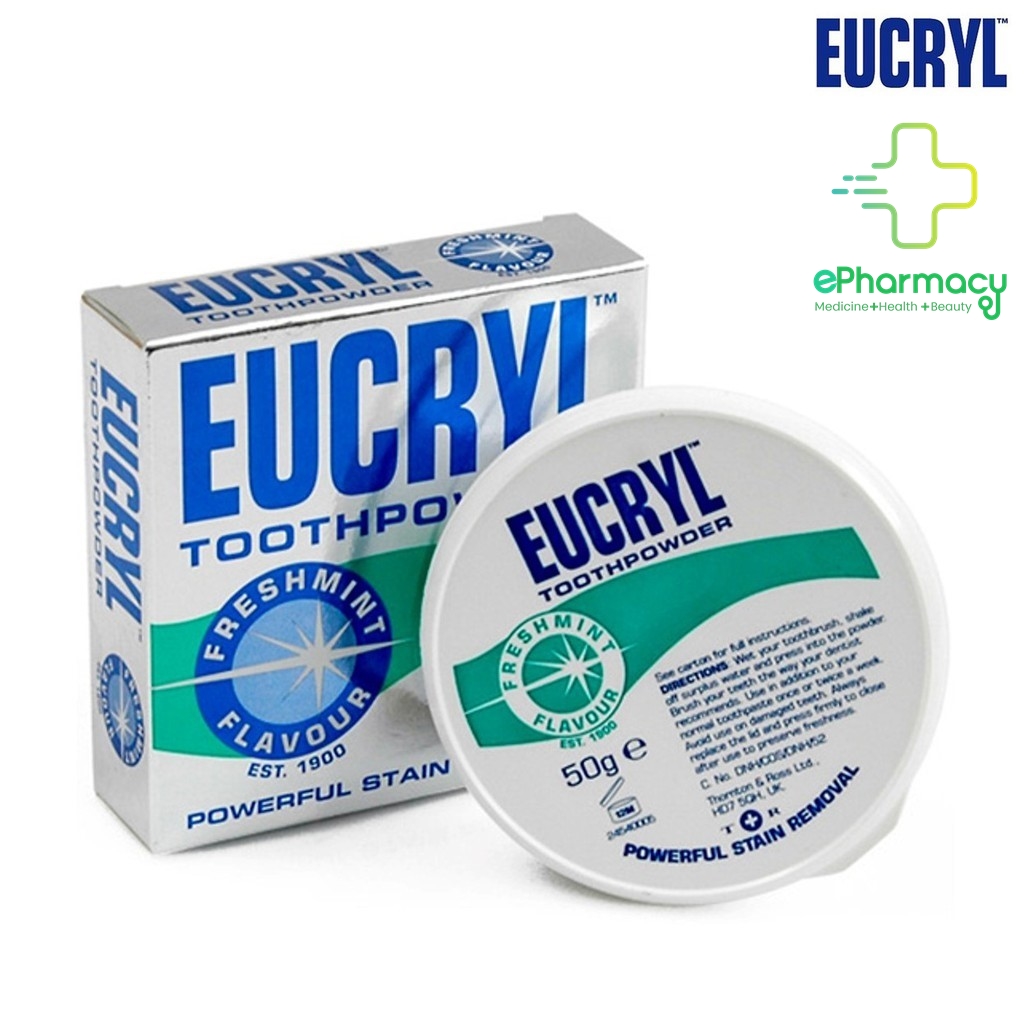 Bột Eucryl Làm Trắng Răng Eucryl Tooth Powder Freshmint hương bạc hà 50g