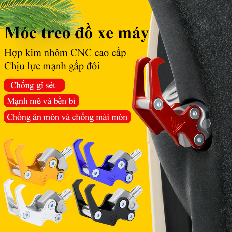 Móc treo đồ gắn xe máy YIPAUTO móc treo đa năng treo đồ chất liệu hợp kim nhôm CNC 2in1 gắn xe máy xe điện