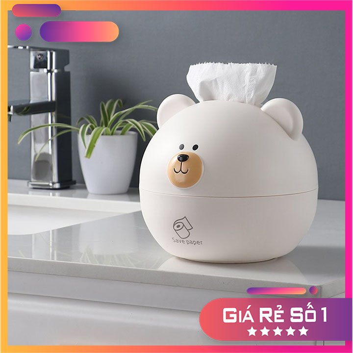 Hộp để giấy ăn hình con gấu xinh yêu, hộp đựng khăn giấy hình gấu