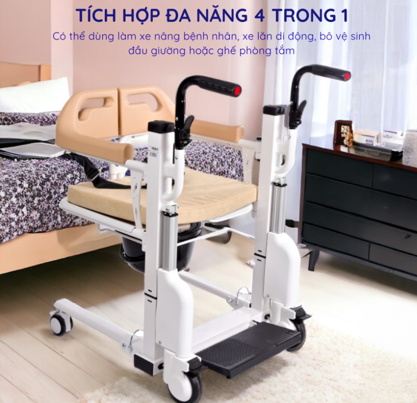 Xe lăn 2 mảnh bằng điện thế hệ mới 2026 - Giúp nâng hạ di chuyển Bệnh Nhân Lucass D-800, Tiêu chuẩn Mỹ, BH 12 tháng