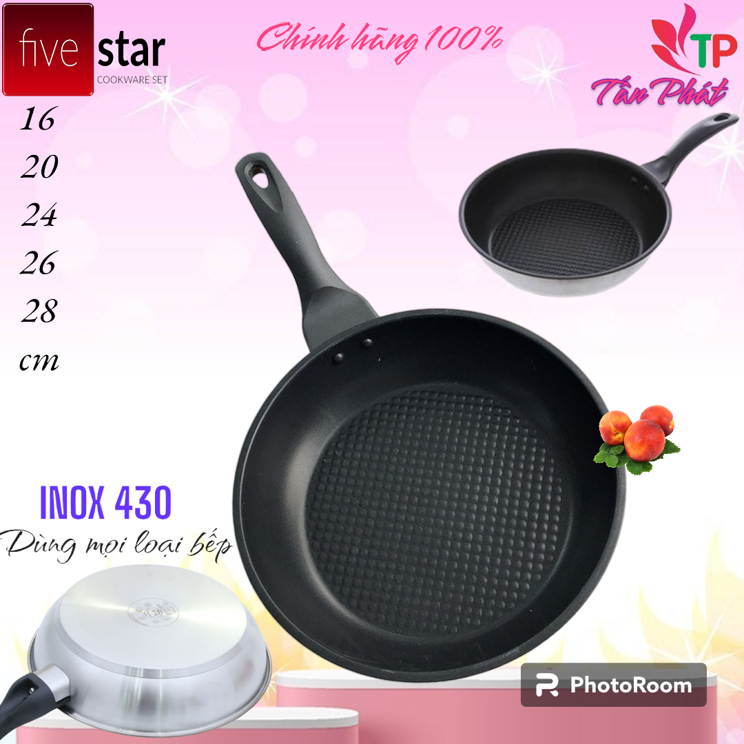 [HCM] CHẢO INOX ĐÁY TỪ FIVESTAR DDURE SIZE 16/20/22/24/26/28CM, ĐÁY TỪ DÙNG MỌI LOẠI BẾP