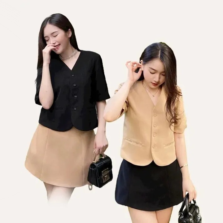 Set áo blazer nữ kèm chân váy chữ A Linly Store