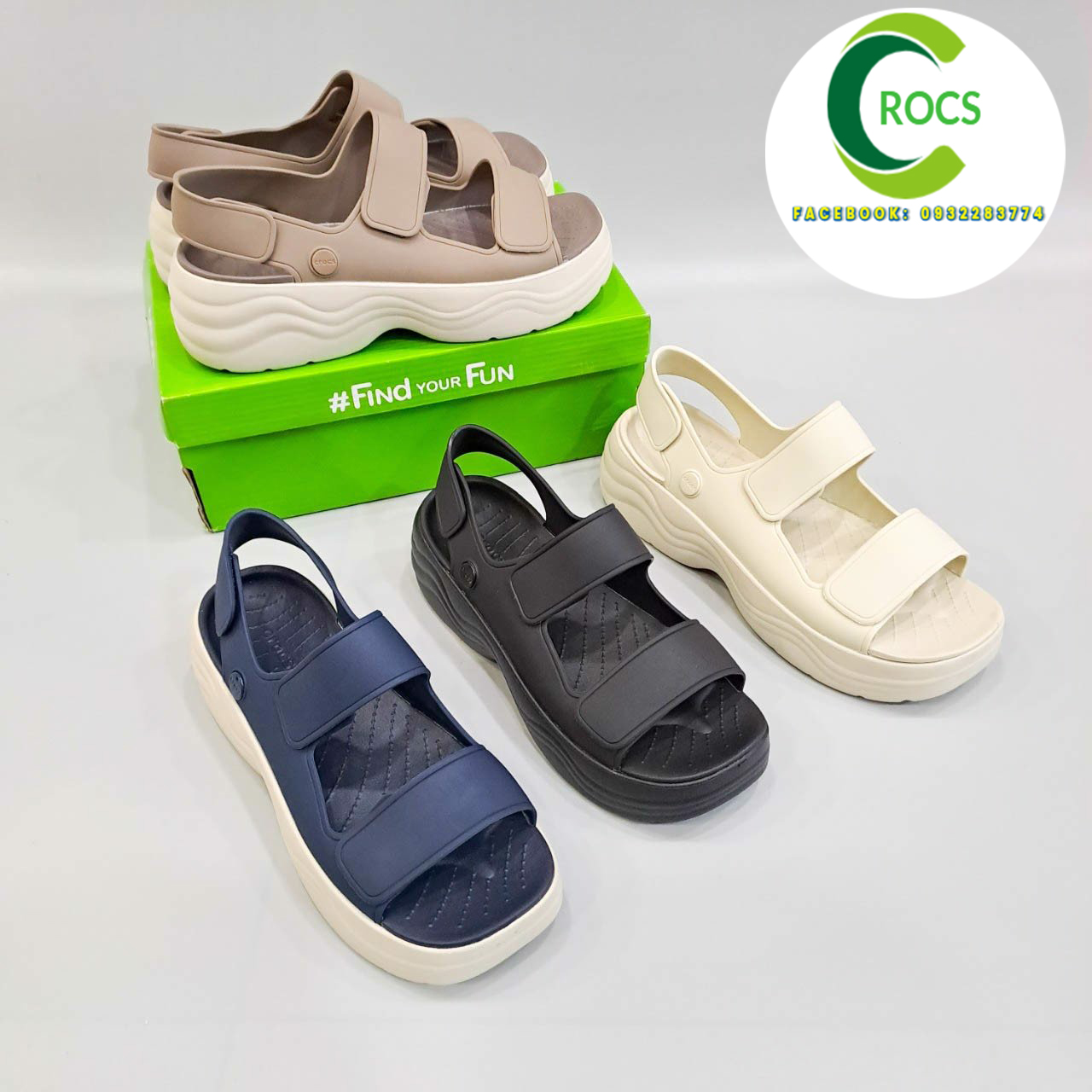 Dép sandal đế xuồng 5 cm chống hôi chân crocs blooklyn sky line cho nữ
