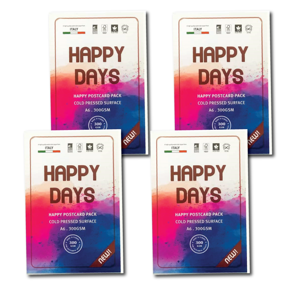 Giấy vẽ màu nước Happy hạng họa sĩ chất giấy dày 250gsm và 300gsm xấp 10 tờ