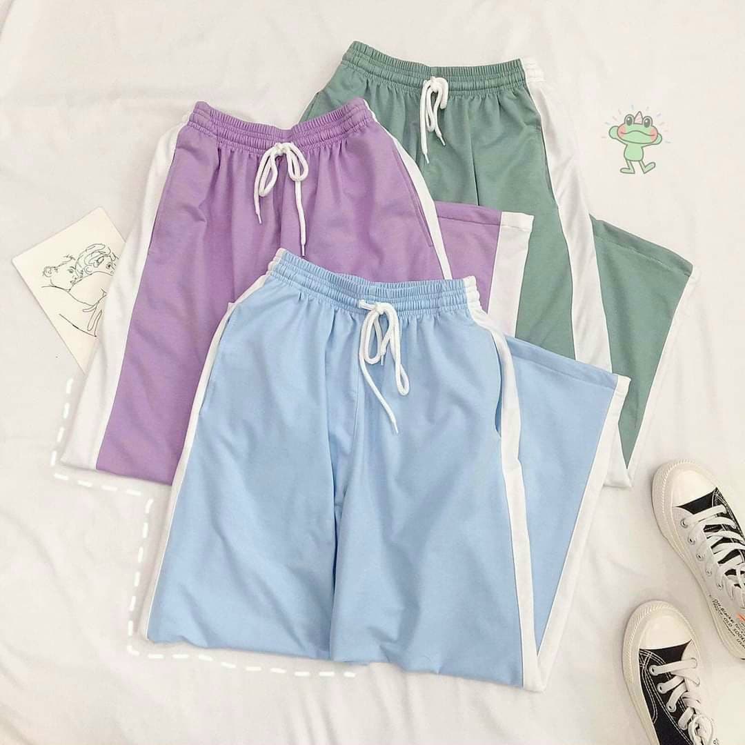 Quần ống rộng phối 1 sọc unisex