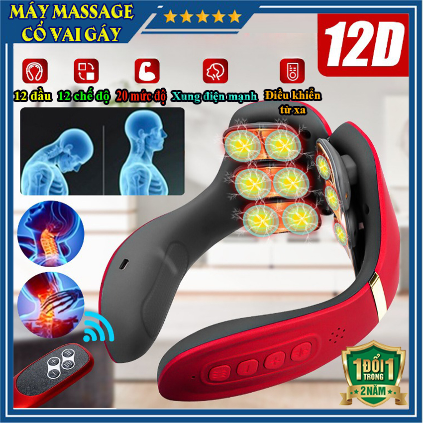 Máy massage cổ xung điện đa năng - Máy masa cổ vai gáy-Máy xung điện trị liệu-12 đầu matxa,20 chế độ,chườm nóng 42 độ-Rẻ hơn máy masage cổ xiaomi,đệm massage-Tốt hơn gối massage hồng ngoại,máy massage 4 đầu,6 đầu,8 đầu