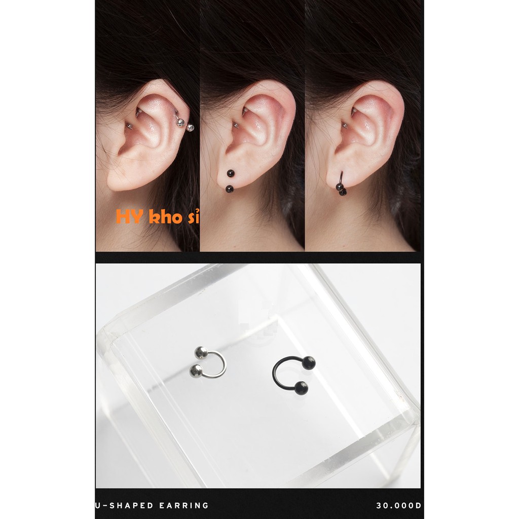 Bông tai titan thép y tế kiểu dáng hình chữ u không dị ứng, thiết kế thời trang, trẻ trung, chất liệu bền đẹp, không phai màu, đảm bảo như mô tả