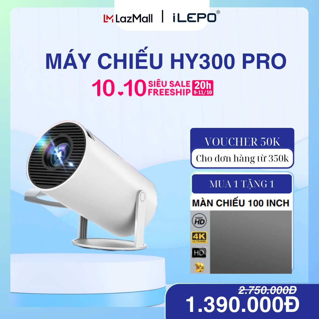 Máy chiếu mini độ phân giải Full HD  âm thanh chân thực  android 11.0 dùng xem phim giải trí gia đình  bảo hành 12 tháng HY300pro máy chiếu