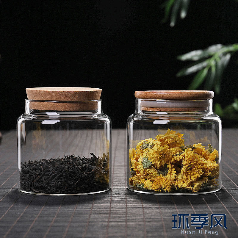 GF Lọ Gia Vị Thủy Tinh Có Nắp Đậy Bằng Tre/Nút Chai Kín Khí, Hộp Đựng Thực Phẩm Trong Suốt, Hộp Nhà Bếp Dùng Cho Trà, Thảo Mộc, Đường, Muối, Cà Phê