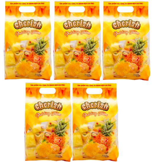 Combo 5 túi thạch rau câu pudding cherish vị thơm túi 850g