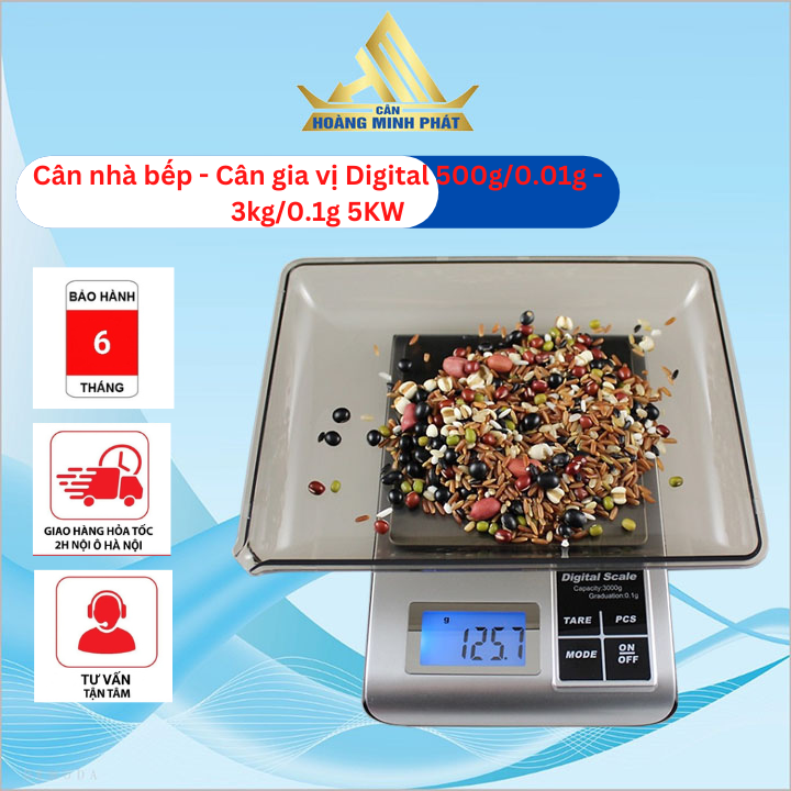 Cân điện tử nhà bếp chống nước, cân tích điện, cân tiểu ly digital 3kg/0.1g - 500g/0.01g 5kw sạc usb