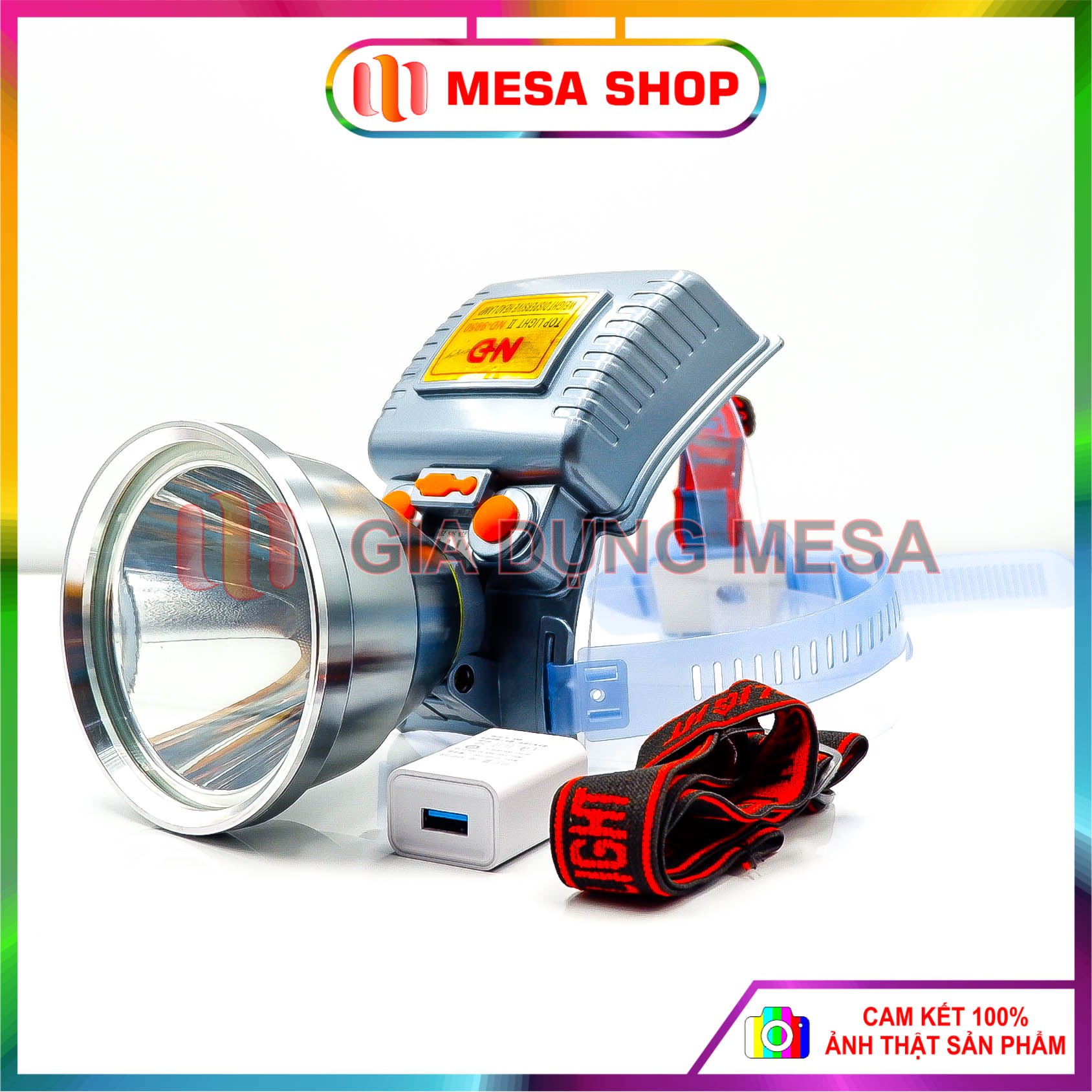 Đèn pin đội đầu ánh sáng trắng , công suất lớn chống nước đi mưa pin 10.000 mah