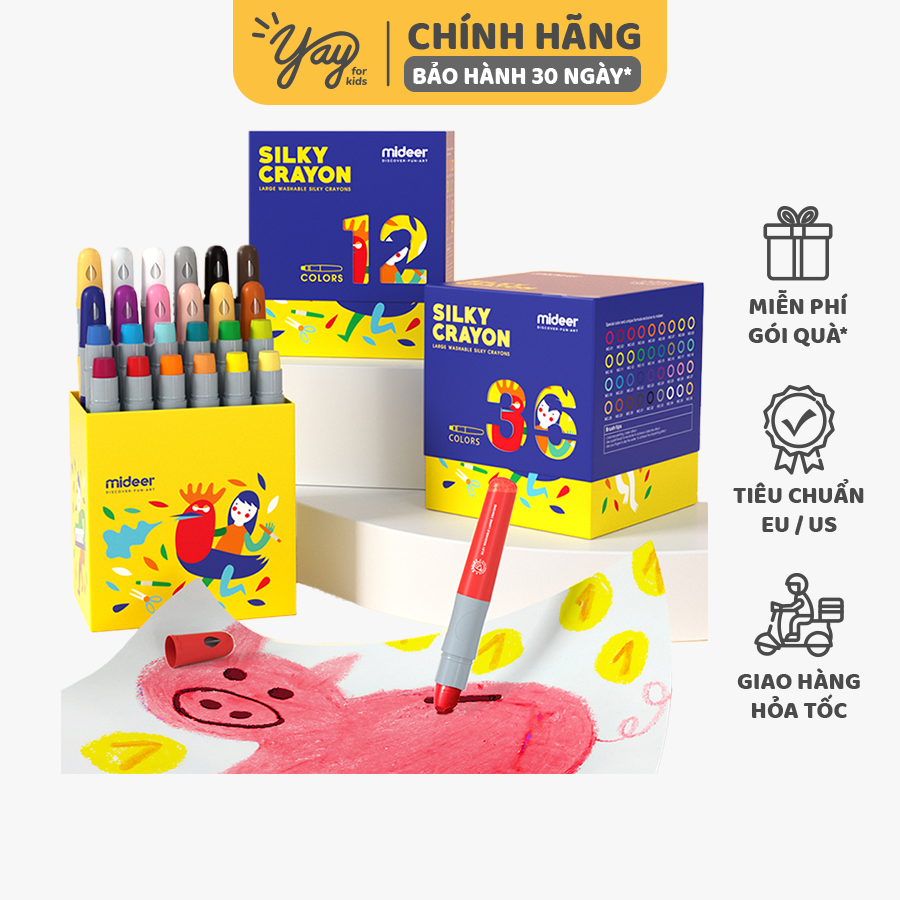 [DỄ RỬA] Bút Sáp Màu Lụa Silky Crayon Joan Miro Baby Roo & Mideer Cho Bé 3+