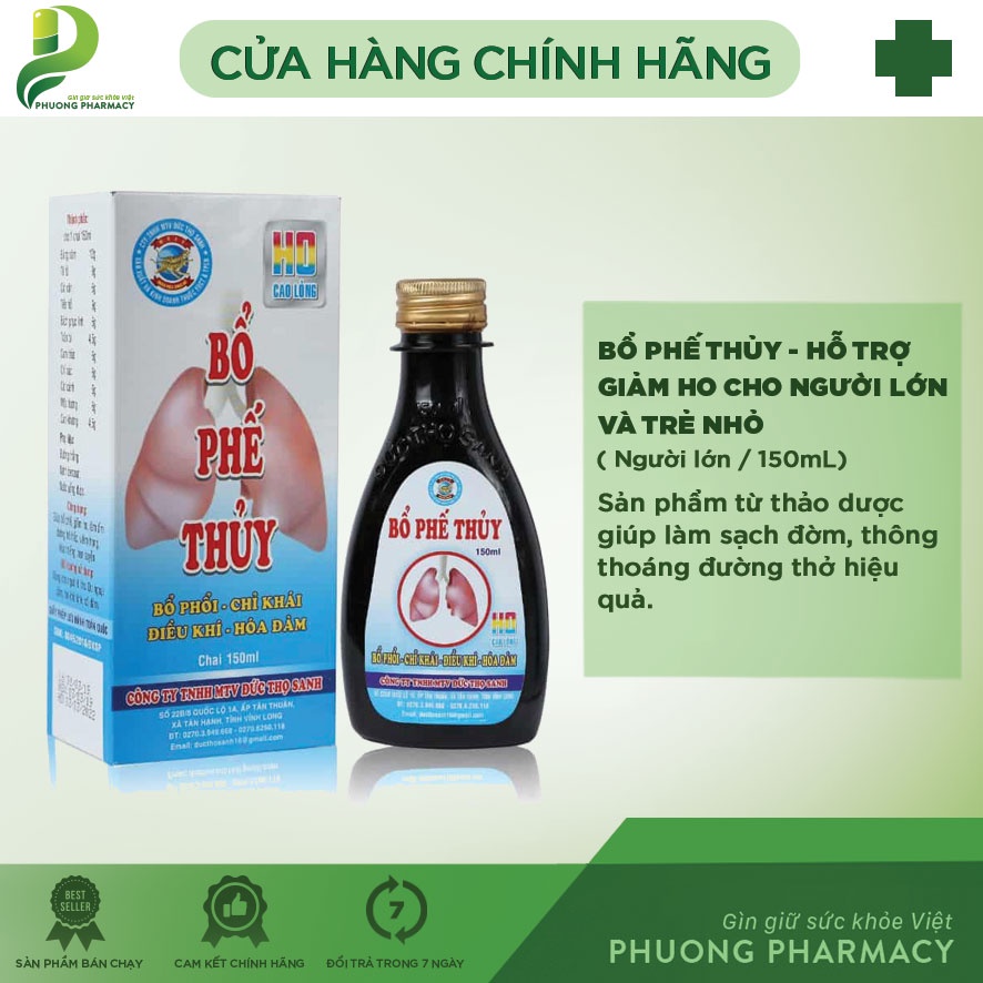 Bổ phế thủy 150ml – giúp bổ phế, giảm ho, làm ấm đường hô hấp, viêm họng, khan tiếng hen xuyễn p116