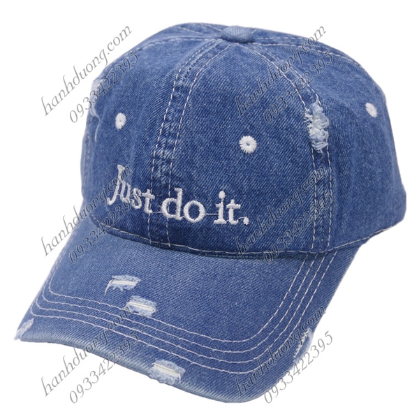 Nón kết jean tua Just do it khóa gài thời trang, cá tính - Jean đậm