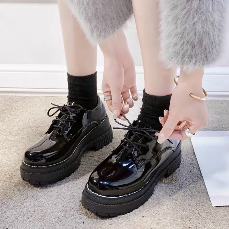GIẦY BỐT CỔ THẤP TIỂU THƯ Da bóng